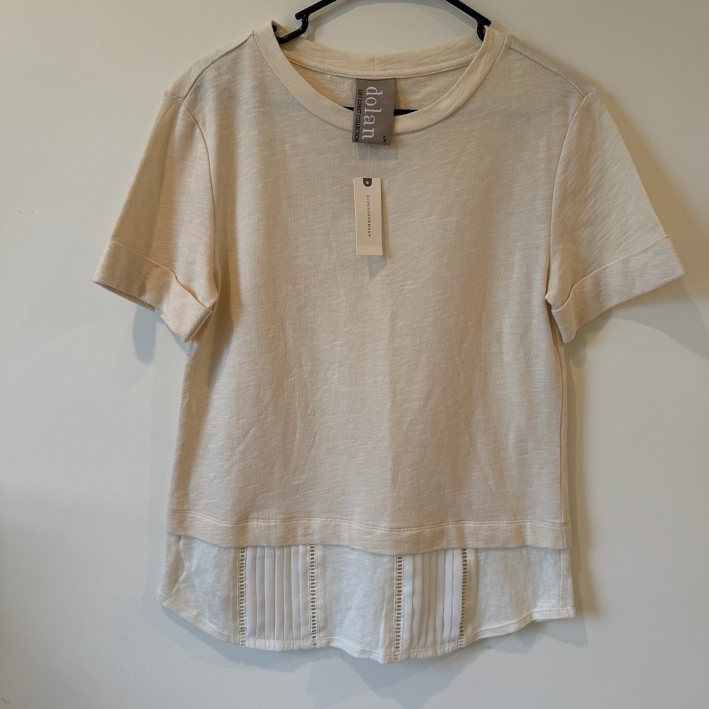 Anthropologie Dolan Cream Layered Short Sleeve Tee Size S NWT